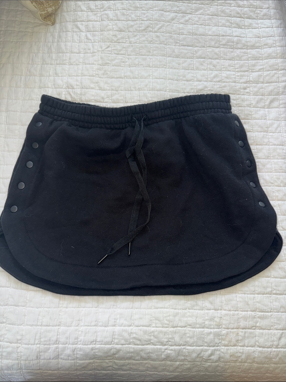 Victoria's Secret Pure Black Fleece Popper Skirt small NWT
